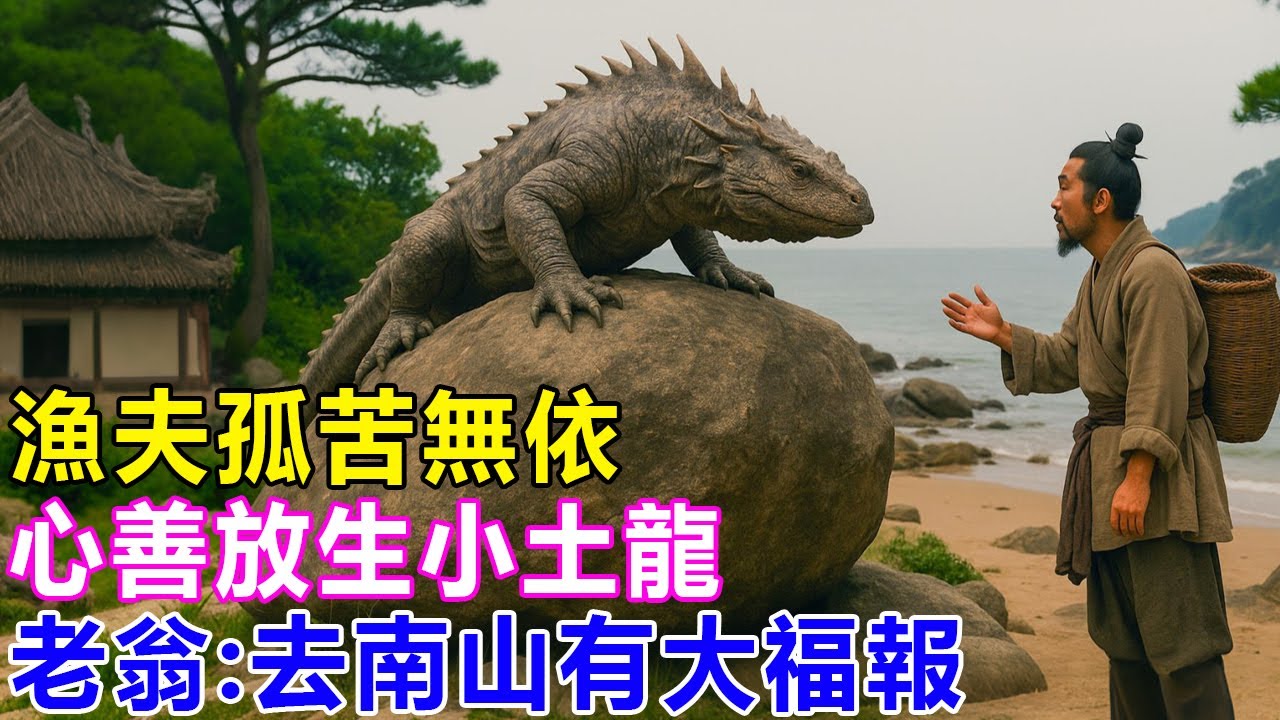 民間故事：漁夫孤苦無依，心善放生小土龍，老翁：去南山有大福報