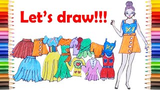 Drawing GIRL FASHION GAME Theme ! How to Draw and Coloring Easy screenshot 1