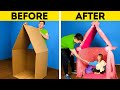 DIY CARDBOARD PLAYHOUSE || Simple Recycling House Crafts, DIY Furniture And Home Decor