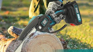 Cordless Mini Chainsaw, 6-INCH Electric Power Chainsaw, Battery Powered  2Pcs 24V 2000MAH Rechargeable Battery with Splash Guard for Wood Cutting  Tree Trimming Gardening Camping