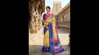 FLoral print linen cotton saree #subscribeplz #subscribeplz #