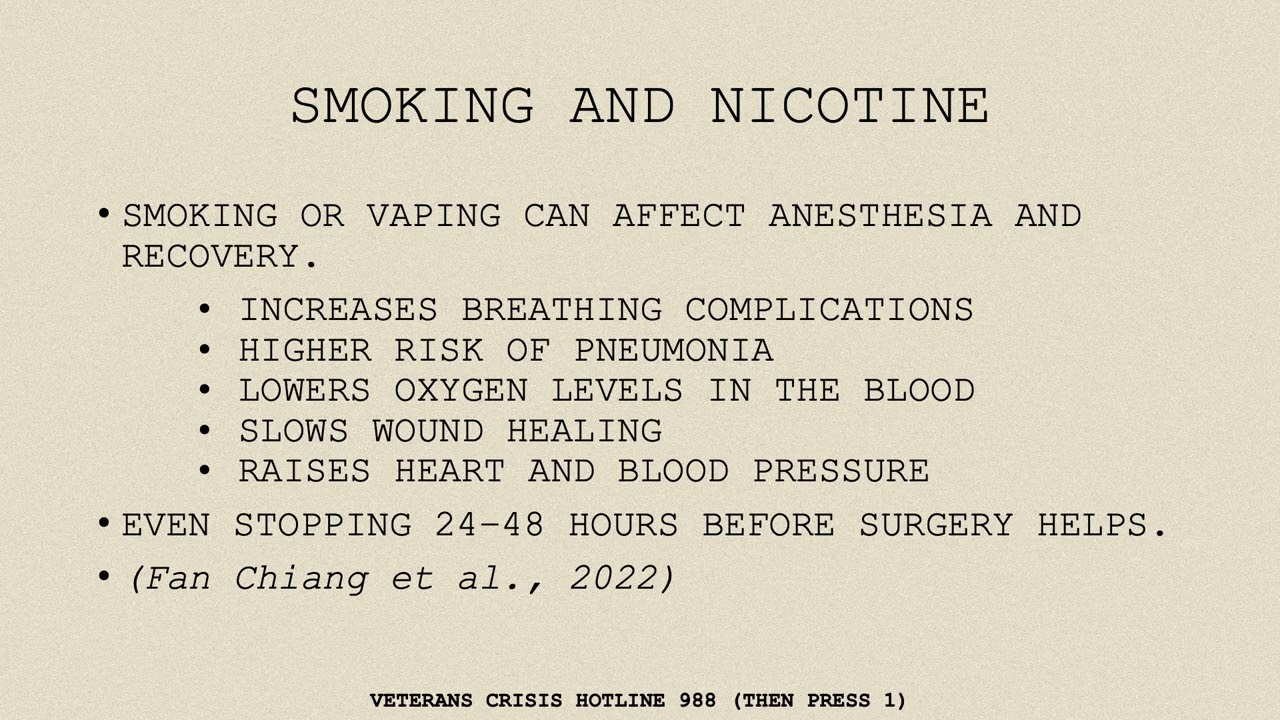 tobacco and anesthesia Anesthesia Veteran Presentation