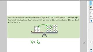 Solving Equations with a balance scale model