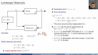 Introduction to Nonlinear Control: Part 16 (Observer Design for Linear Systems)