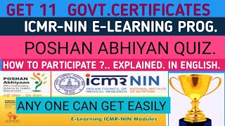 GET 11 GOVT CERTIFICATES  || POSHAN ABHIYAAN QUIZ || HOW TO PARTICIPATE || ENGLISH || ICMR-NIN QUIZ