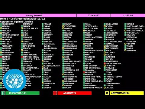 General Assembly vote on Ukraine | United Nations (2 March 2022)