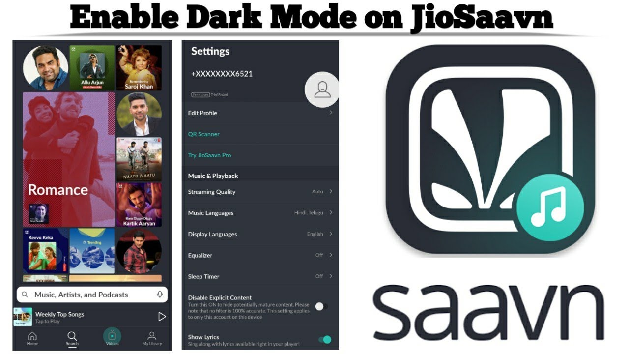 How to Enable Dark Mode on JioSaavn app Turn On Black Theme on Jio Saavn Music Techno Logic