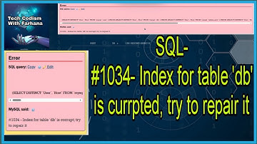 FIX xampp Error:- #1034 - index for table 