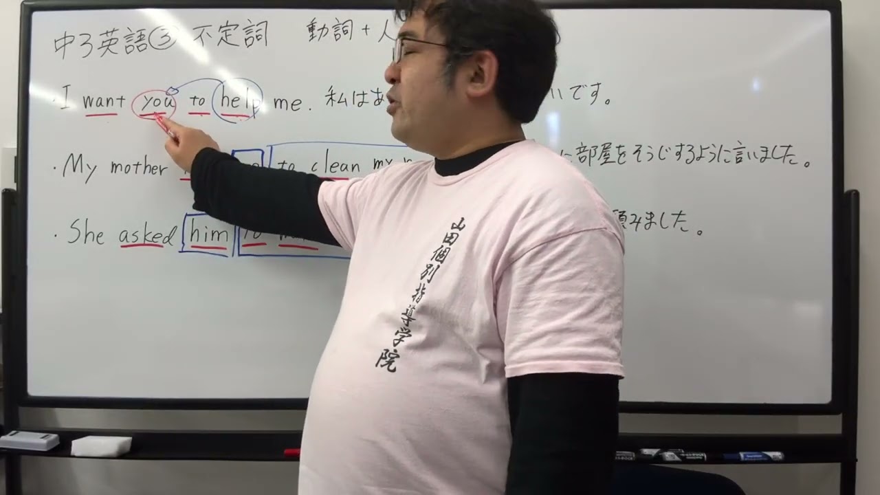 中3英語③　不定詞　動詞＋人＋to＋動詞