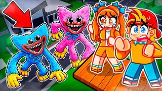 Construimos La Base Más Alta Para Escondernos De Huggy Wuggy En Roblox Brookhaven