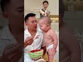 Dad feeds baby watermelon for the first time #baby #family #cute