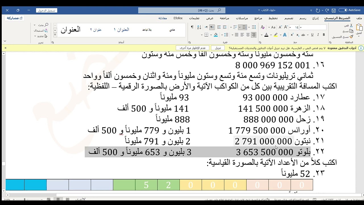 الصف السابع رياضيات كتب الانشطة قراءة الاعداد الكبيرة وكتابتها الصفحة 12 و 13 الاستاذ براء ضعضع 2024