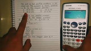 MAXIMA MINIMA CALCULATOR TECHNIQUE DIFFERENTIAL CALCULUS BOARD EXAM APPROACH /