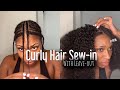 Sew-in W/ Kinky Curly Hair | middle part + blending 4c hair