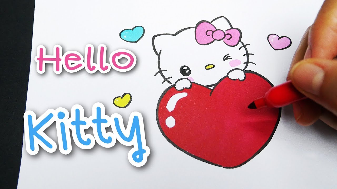 DRAW : Hello Kitty ♥ Love Heart [ เฮลโล คิตตี้ ] #สอนวาดรูป ♥Valentines day♥ Tutorial For Beginner |