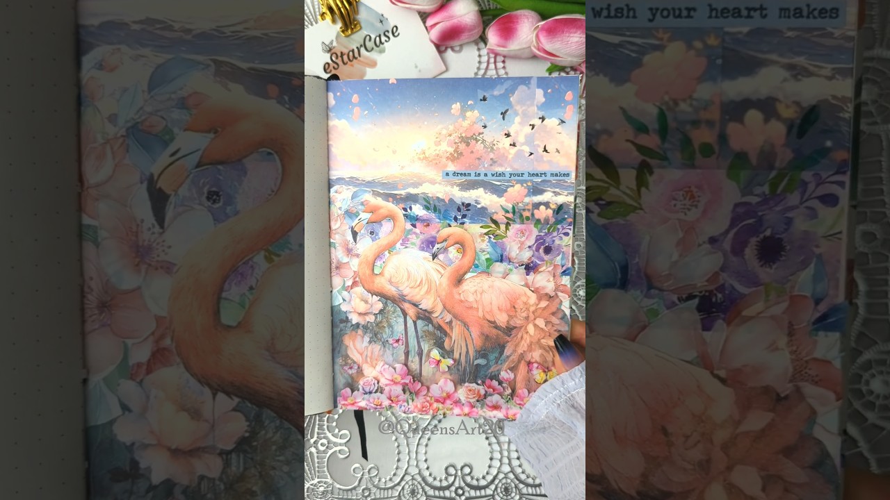 ASMR |🦩 Flamingo theme 🩷 | Creative Journal | journal with me!