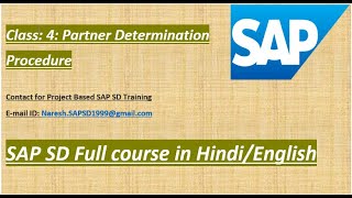 Hindi Class5 # SAP SD # Partner Determination Procedure # SAP SD in Hindi # SAP Training