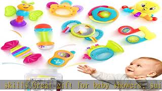 iPlay, iLearn 10pcs Baby Rattles Toys Set, Infant Grab N Shake Rattle, Sensory Teether, Early Devel