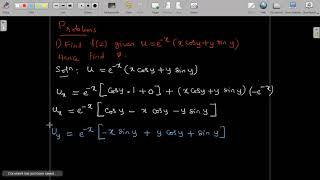 Problems - Finding the Analytic Function given u or v
