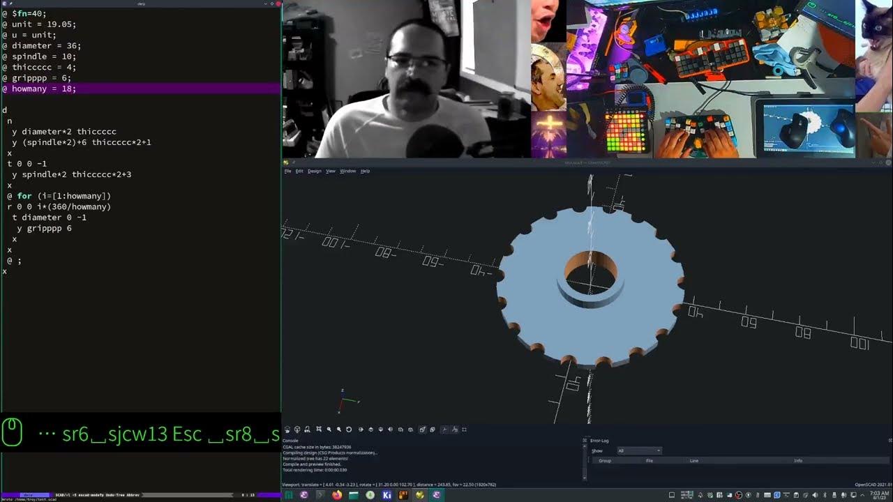 Emacs OpenSCAD spindle helper CAD YouTube