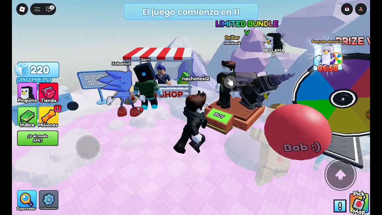 Somos pingüino y nos empujamos unos a otros 