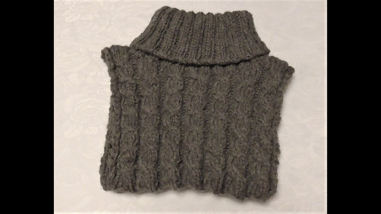 Knit neckwarmer with simple cable pattern, step by step. - YouTube