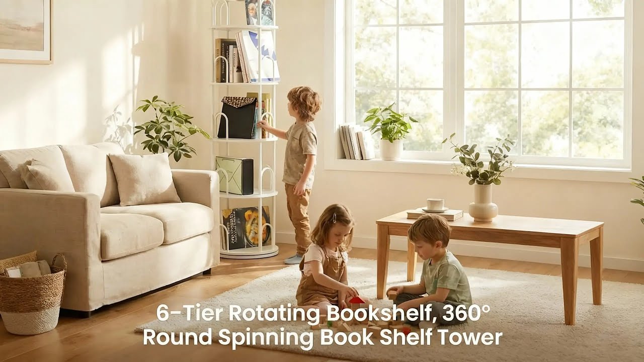 6-Tier Rotating Bookshelf 360°