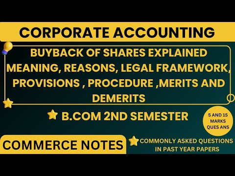 Penjelasan Pembelian Kembali Saham | Arti, Alasan, Kerangka Hukum, Ketentuan & Prosedur | BCom Sem |