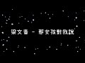 梁文音 那女孩對我說 歌詞 梁文音 那女孩對我說 歌詞