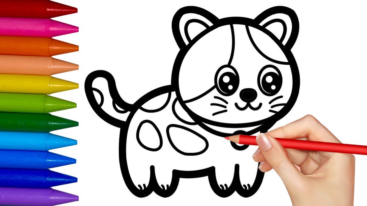 Joja Rasm Bolalar uchun mushukni qanday chizish va uni bo'yash | How to draw cat ...