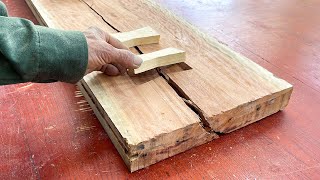 How To Fix Wood Defects To Create Great Highlights On The Product - Table Made From Natural Red Wood