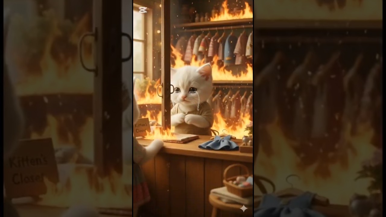 Cute Kitten's Clothes Shop Burned🐱🐾🔥|Cute Emotional Story 