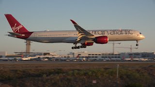 Virgin Atlantic Boeing 787-9&#39;s and Airbus A350-1000 landing at Los Angeles (LAX/KLAX) 4K