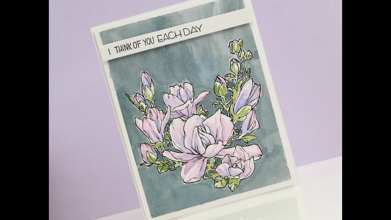 Magnolia - Distress Ink Watercolouring & Card Tutorial - YouTube