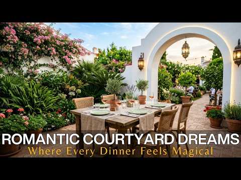 European Courtyard Ideas with Vintage Fountains & Romantic Garden Dining