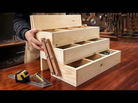 Great idea for a space-saving toolbox // This Wooden Toolbox Mechanism Is Smarter Than You Think
