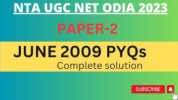 JUNE 2009 UGC NET ODIA PYQs#ugcnetodia#pyqs#odia#odialiterature@Odialiterature