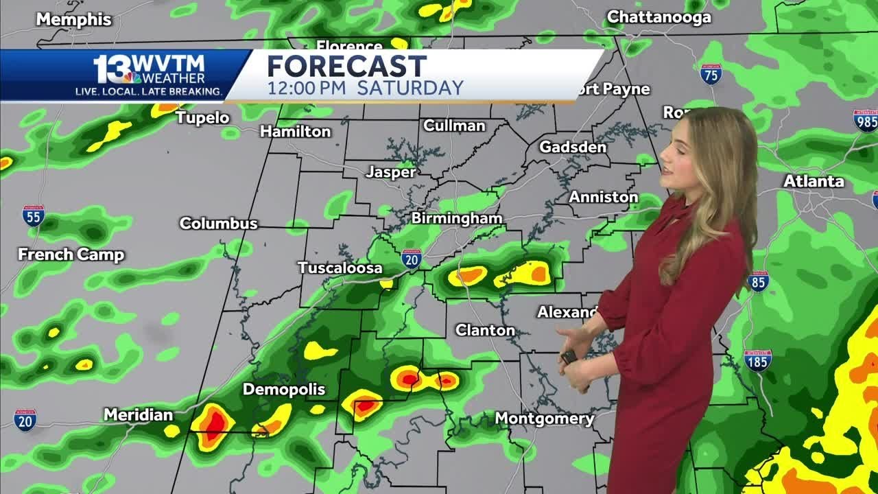 Showers at times through Saturday with slimming coverage. Dry air moves ...