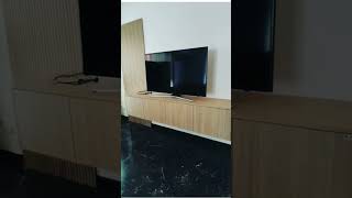 rac de tv con ranurado en melamina y estantes doble hermoso para tu comedor