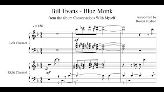 Bill Evans - Blue Monk (from Conversations With Myself) - Piano Transcription