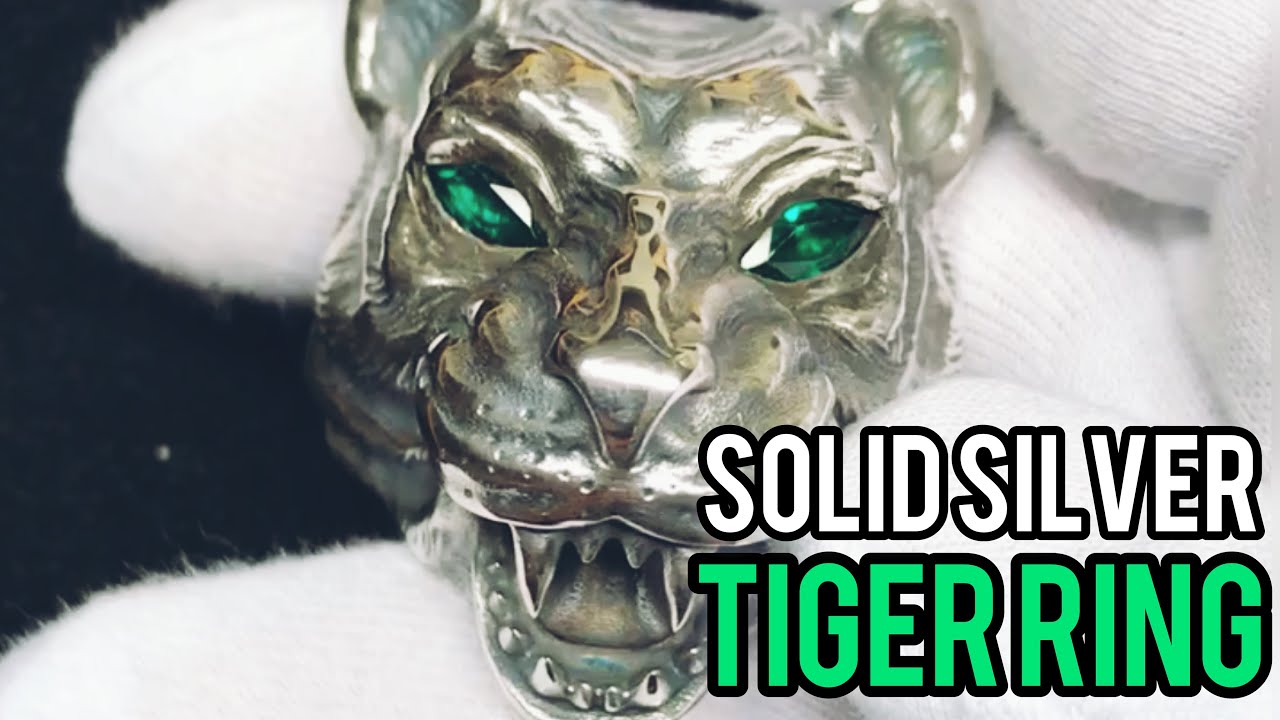 Sterling Silver Mens Tiger Ring | AJT Jewellery