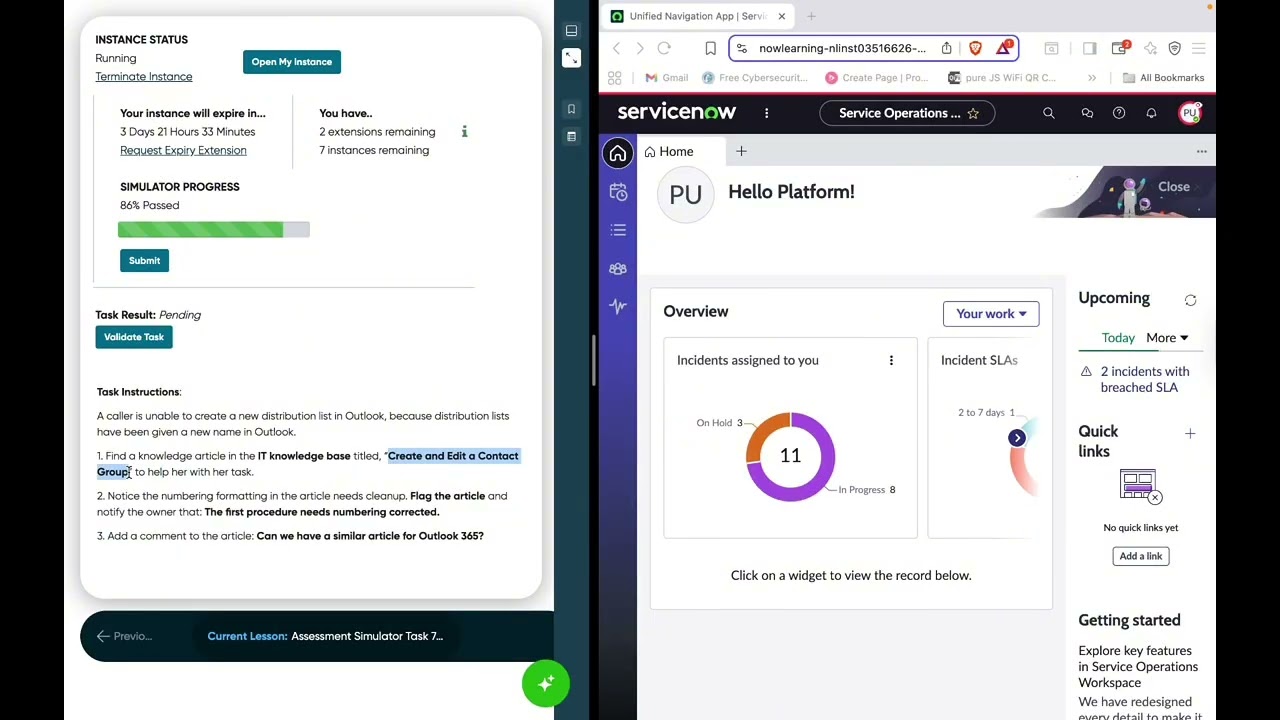 Micro Certification -  Welcome to ServiceNow | Create a Dashboard and a Visualization - Task 7