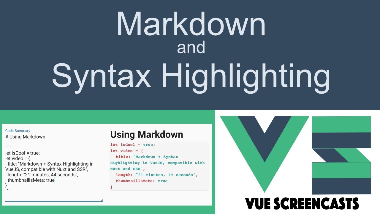 Markdown and Syntax Highlighting in VueJS, compatible with Nuxt and SSR ...