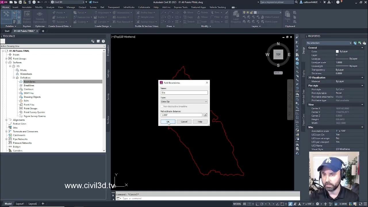 civil 3d surface boundary data clipart