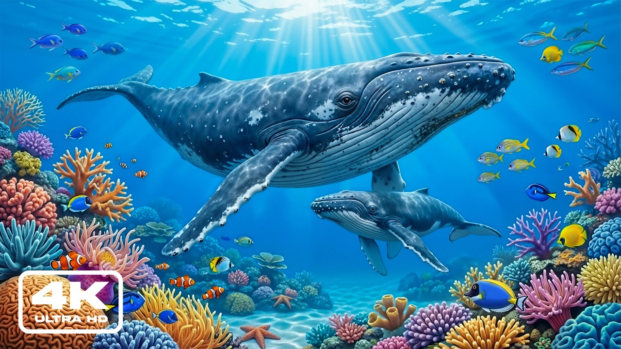 Amazing 4K Ocean Adventure - Majestic Sea Life in a Peaceful Blue Underwater World