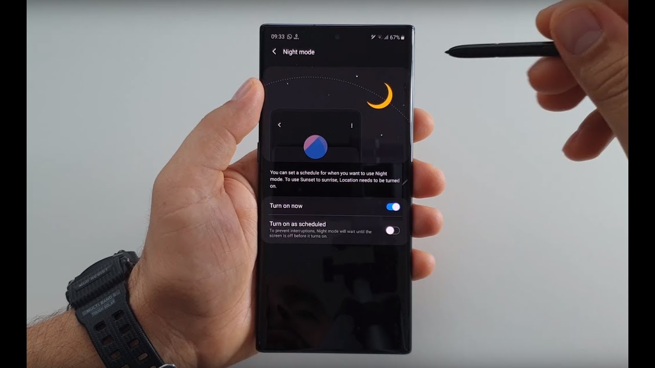 Night Mode Or Dark Theme On Note 10 Plus | Now With Schedule Option -  Youtube