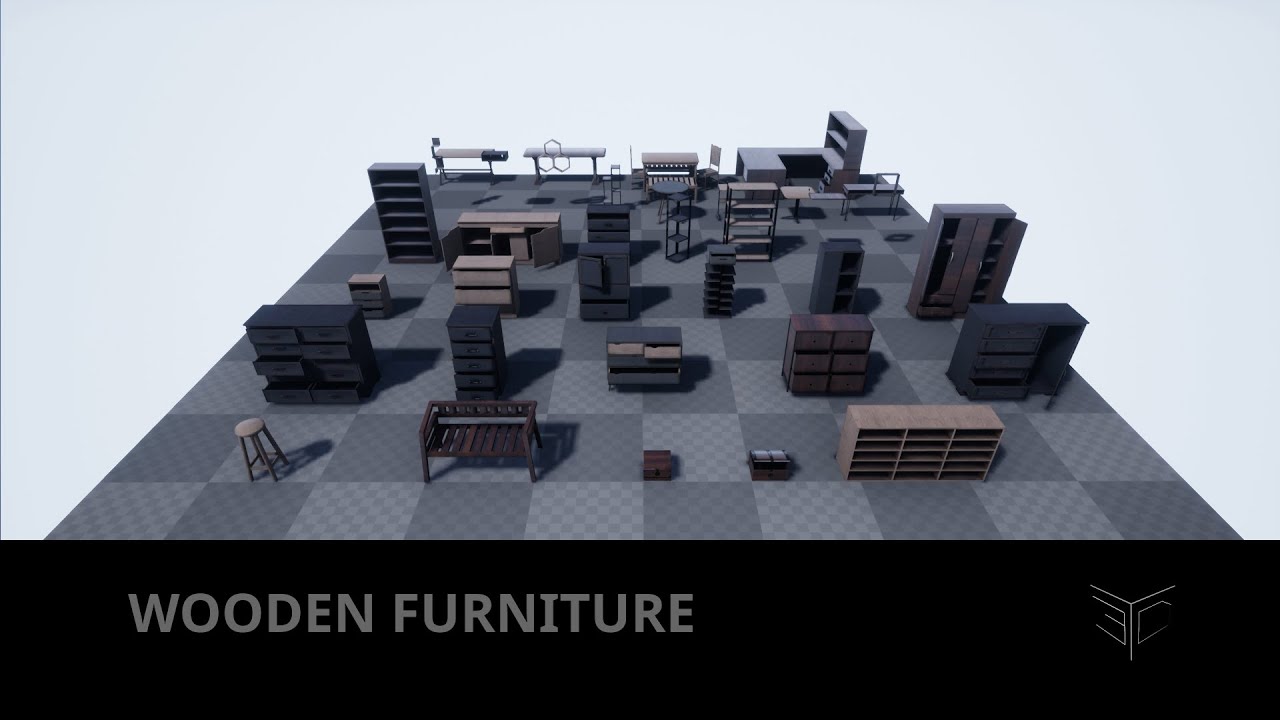 WOODEN FURNITURE ASSET PACK FOR UNREAL ENGINE AND OTHER GAME ENGINES