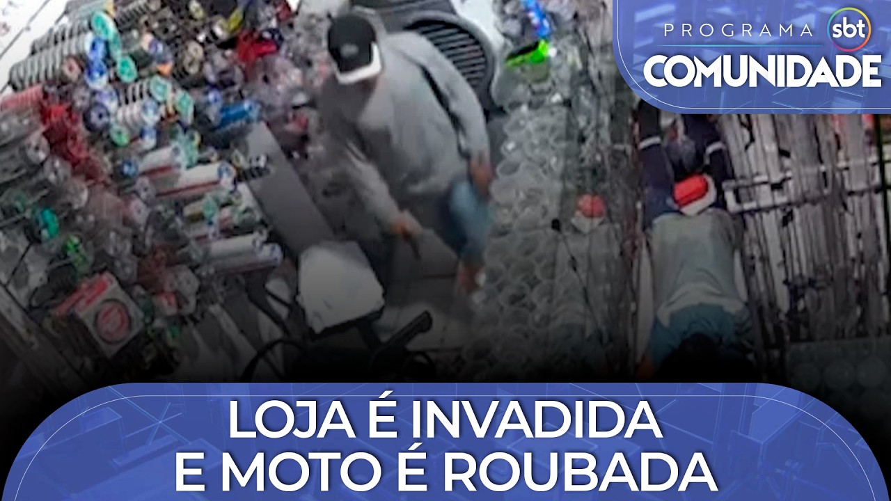 Polícia procura suspeitos: Loja é invadida e moto é roubada