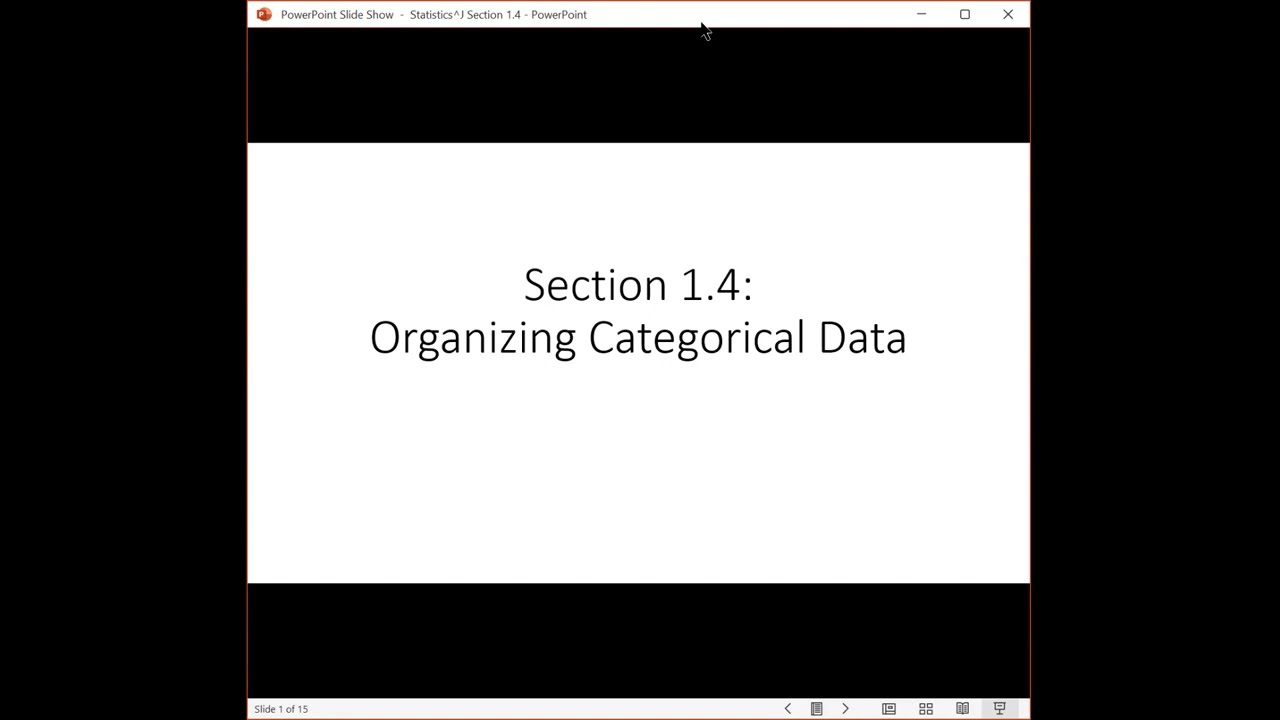 Statistics: Section 1 4, Organizing Categorical Data