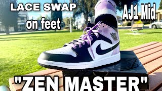 LACE SWAP/AIR JORDAN 1 MID SE “ZEN MASTER” on feet